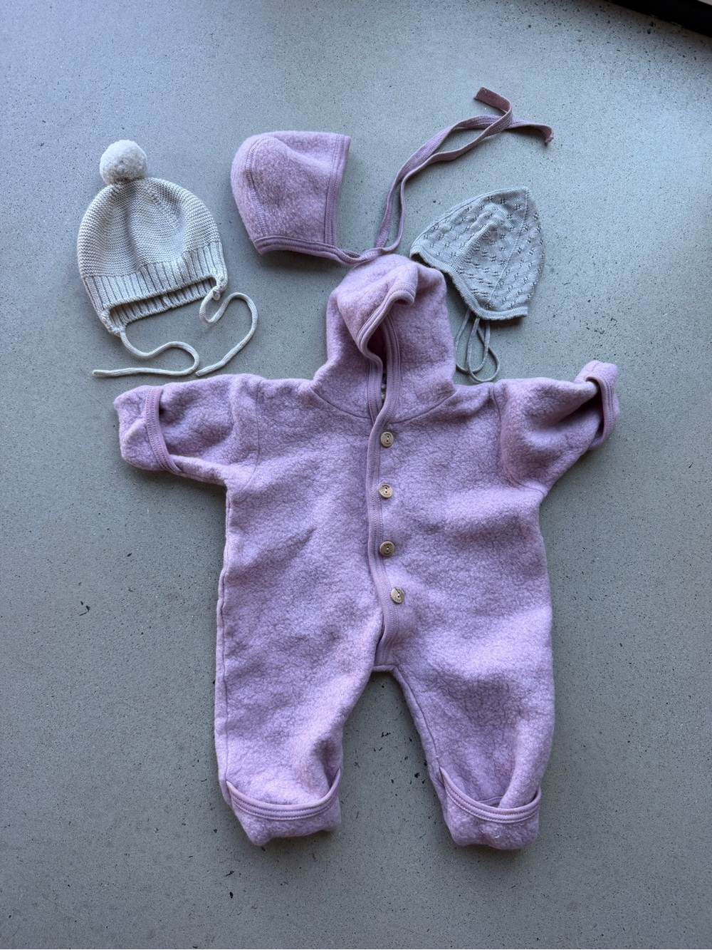 100% Engel Merino Wool Hooded Baby One-Piece Bodysuit